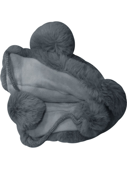 Pom Pom Beanie Γυναικείος Σκούφος Πλεκτός σε Γκρι χρώμα