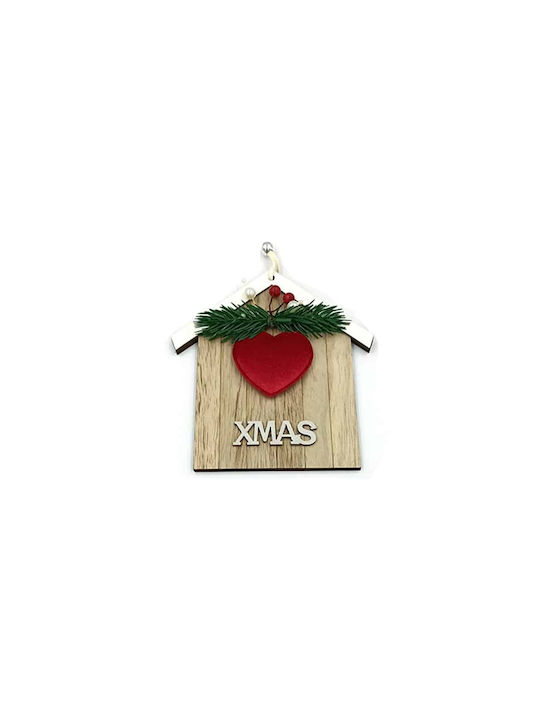 Hanging Ornament House Wooden 10x14cm