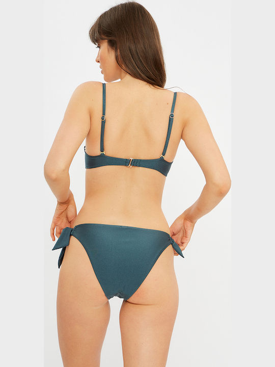 Eriphyle Bikini Slip with Ties Green