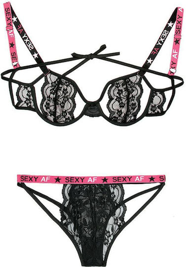 Fantasy Lingerie Lenjerie Sutien Seturi de lenjerie sexy Negru