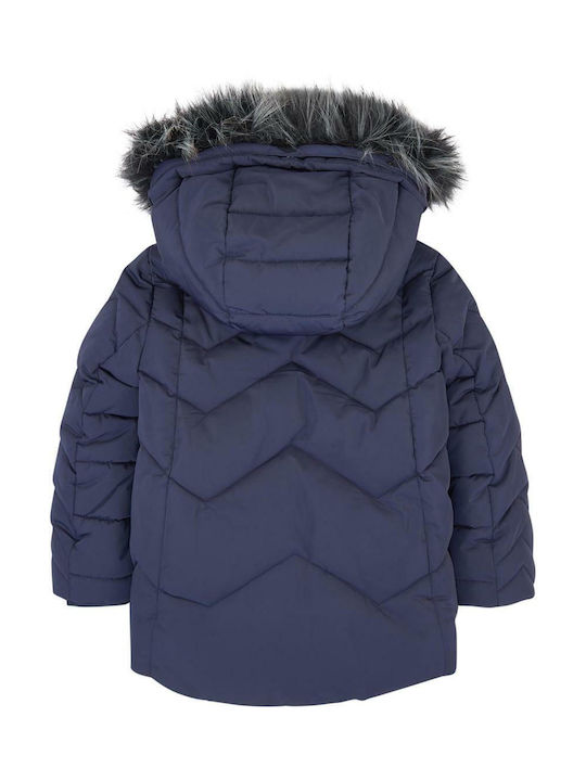 Catimini Parka pentru copii Lung cu glugă Albastru Faux Fur-lined Padded Coat