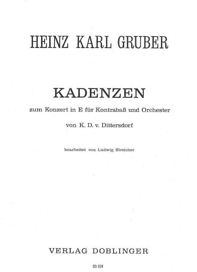 Doblinger Gruber - Kadenzen Zum Konzert In E Παρτιτούρα για Έγχορδα