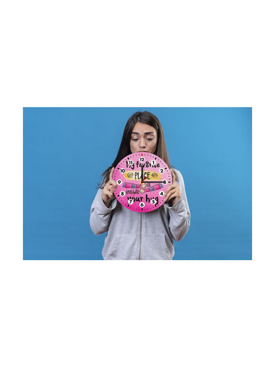 Koupakoupa Your Hug Wall Clock Wooden Fuchsia Ø19cm