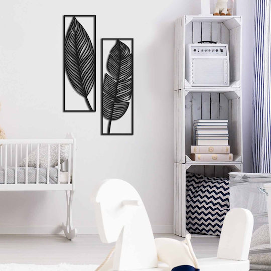 Wanddekoration Silhouette Mt-2 Schwarz aus Metall 24x1.5x73cm 2 Stück