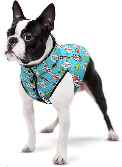 WauDog Justice League Blue L55cm Blue Waterproof Dog Coat with 55cm Back Length