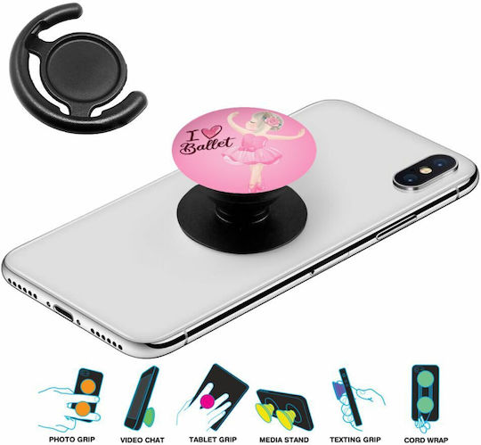 Koupakoupa Pop Socket for Mobile Phone I Love Ballet Phone Holders Stand Pink