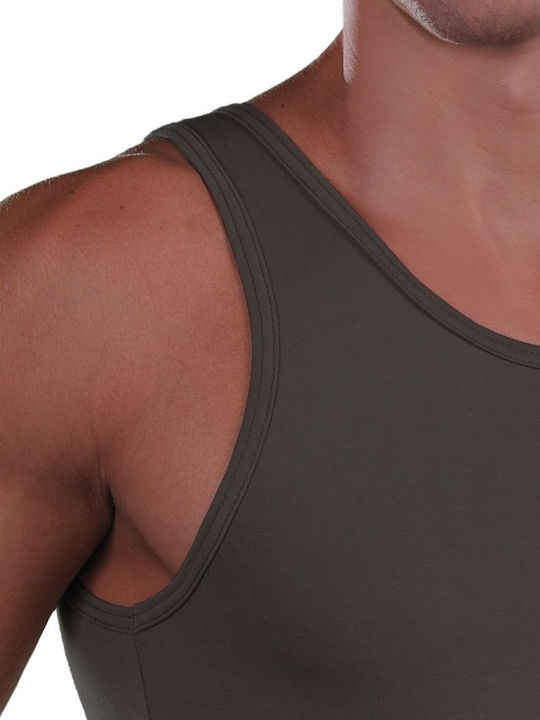 Lord Ελαστική Men's Sleeveless Undershirts Gray 1Pachet