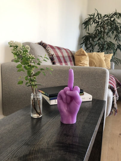 Candlehand Διακοσμητικό Κερί Χειρονομίας F*ck You σε Βάζο Μωβ 380gr