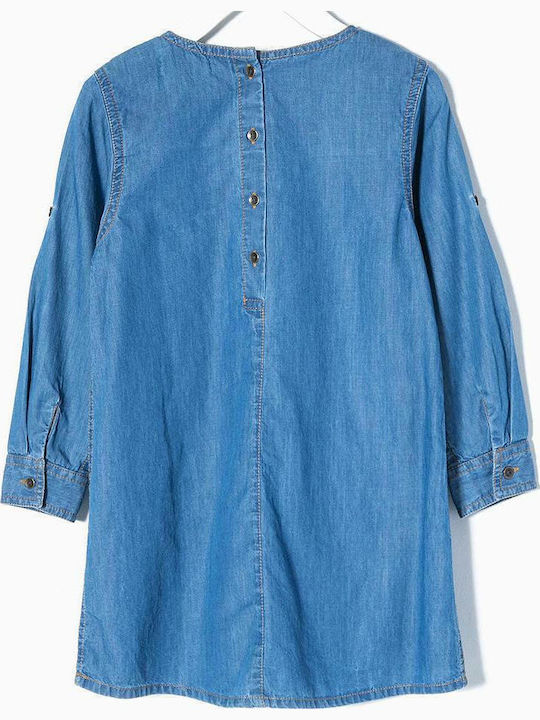 Dress Denim Детска Рокля Дълъг ръкав Деним Обикновени Син
