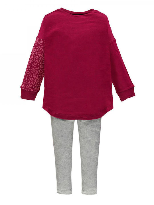 Brums Kids Set with Leggings Winter 2pcs Burgundy Αθλητική Φόρμα