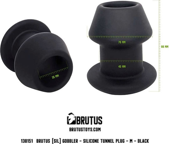 Brutus Gobbler Silikon Tunnel Anal Plug Mittel Schwarze