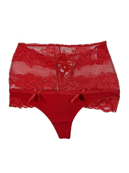 Senses Baumwolle Damen Boxer mit Spitze Rot