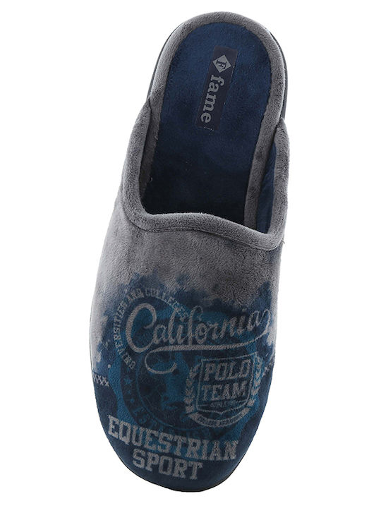 FAME Men's Printed Slippers Blue