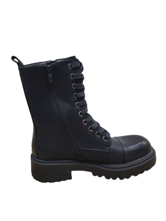 Super Mode Women's Medium Heel Combat Boots Black