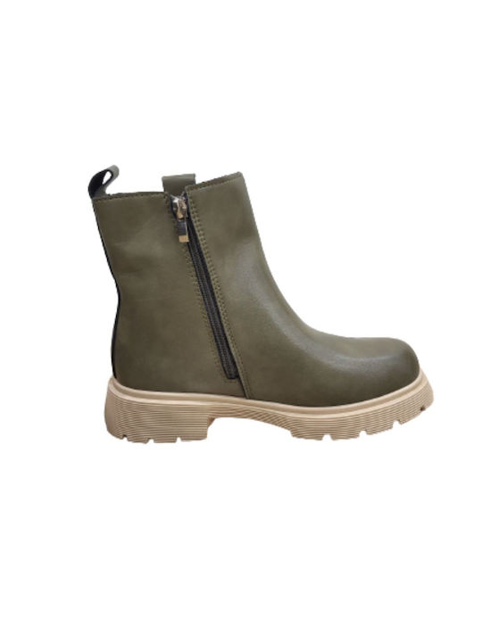 Super Mode Women's Leather Chelsea Boots Green