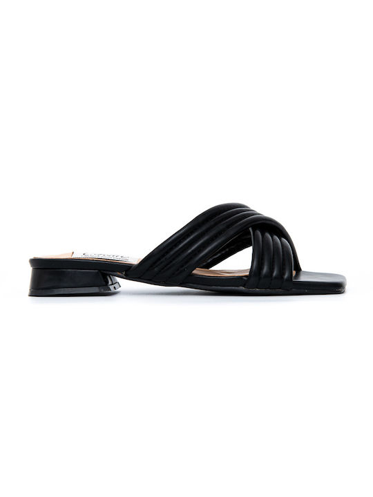 Politis shoes Leather Women's Flat Sandals Anatomic in Black Color