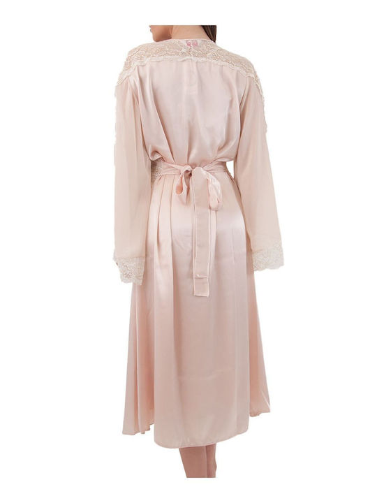 FMS Winter Bridal Women's Robe with Nightgown Beige