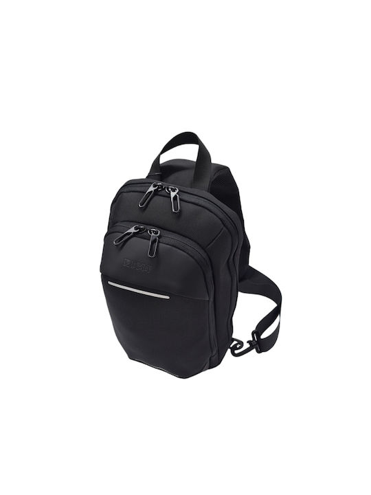 Leastat Fabric Sling Bag with Zipper & Adjustable Strap Black