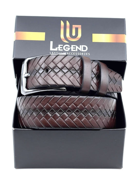 Men's Belt Leather Knitted Brown