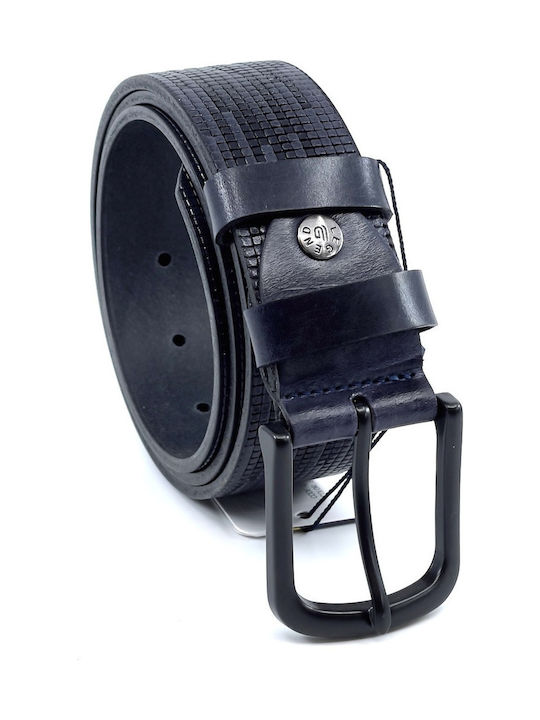 Breit Herren Gürtel Leder Blau