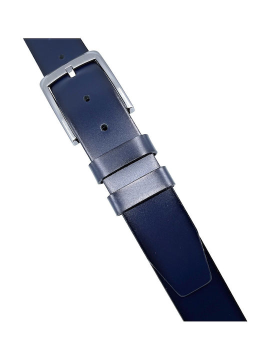 Wide Men's Belt Leather Blue
