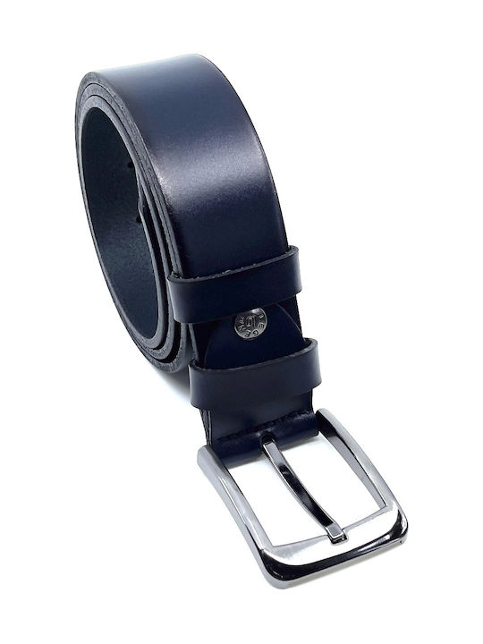 Wide Men's Belt Leather Blue