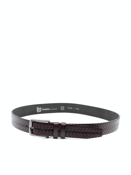 Men's Belt Leather Knitted Brown