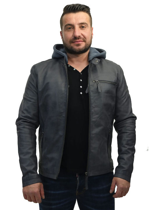 Leatherland Geacă pentru bărbați Leather Gray