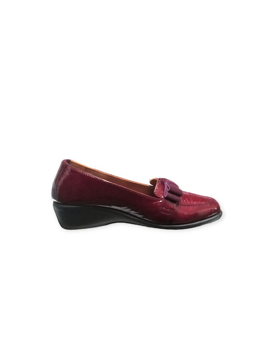 Relax Anatomic Patent Leather Women's Moccasins in Burgundy Color