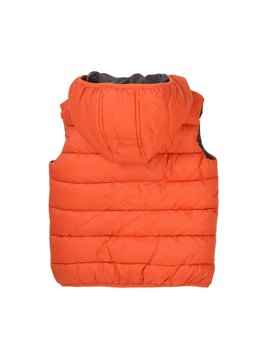 Minoti Boys Quilted Coat Orange Sleeveless with Ηood