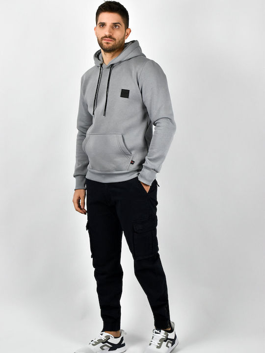 Clever Men's Sweatshirt with Hood and Pockets Gray