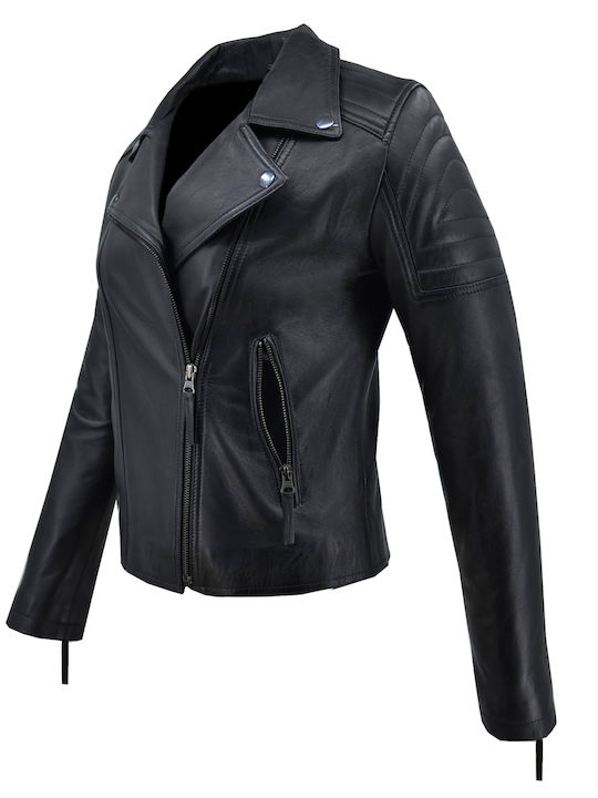 Piele Jachetă de femei Biker Jacket Negru