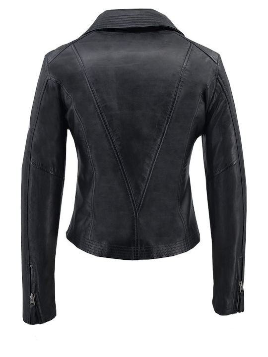 Piele Jachetă de femei Biker Jacket Negru