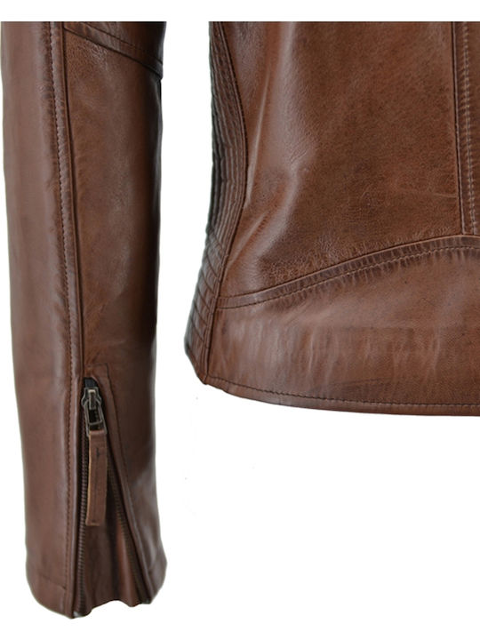 Δερμάτινο Γυναικείο Biker Jacket Ταμπά