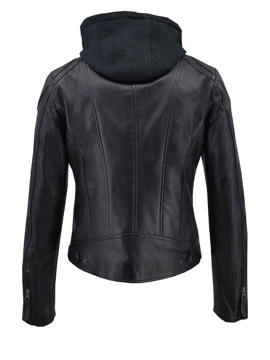 Δερμάτινο Γυναικείο Biker Jacket Μαύρο