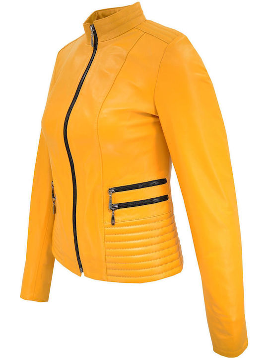 Dermatina 100 Leather Jacket Biker Leather Yellow (CODE: YELLOW)