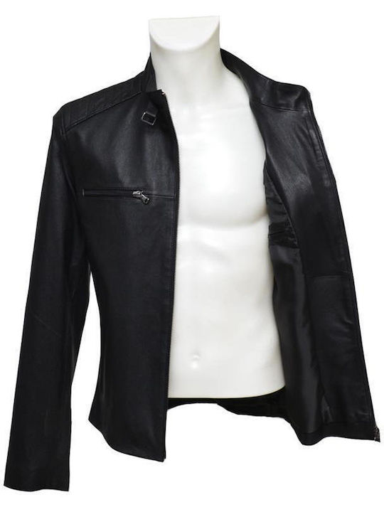 Δερμάτινα 100 Men's Winter Leather Jacket Black