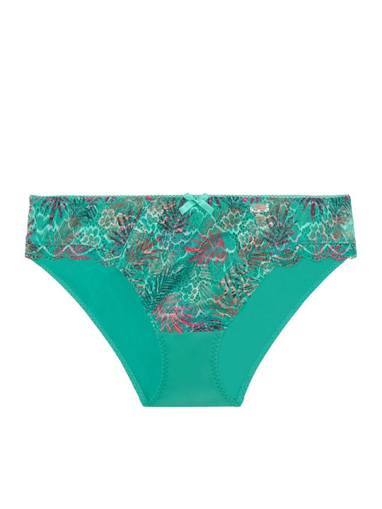 Damen Slip mit Spitze Türkis