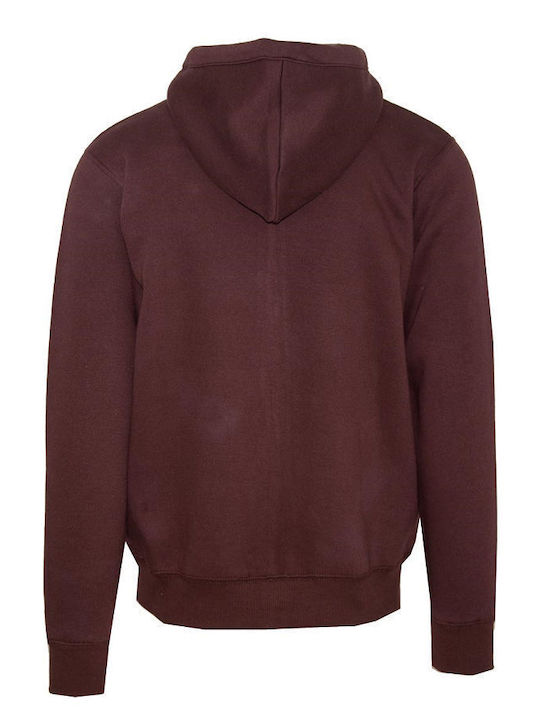 Van Hipster Men's Sweatshirt Jacket with Hood Burgundy