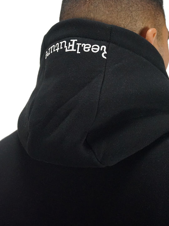 The Real Brand Herren Sweatshirt mit Kapuze und Taschen Schwarz