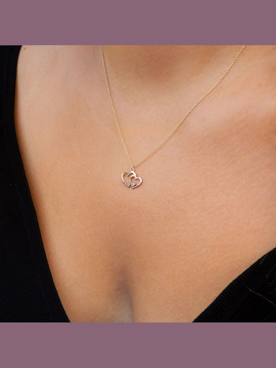 Personal Jewel Necklace with design Heart from Gold 14K with Diamond