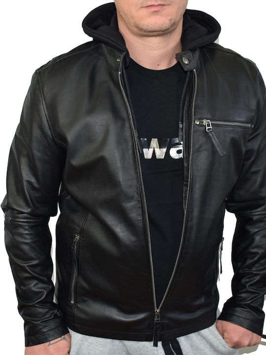 Leatherland Men's Leather Biker Jacket Black