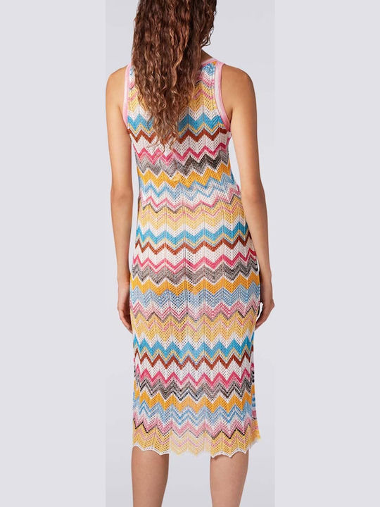Sommer Midi Damenkleid Gestrickt Gestreift