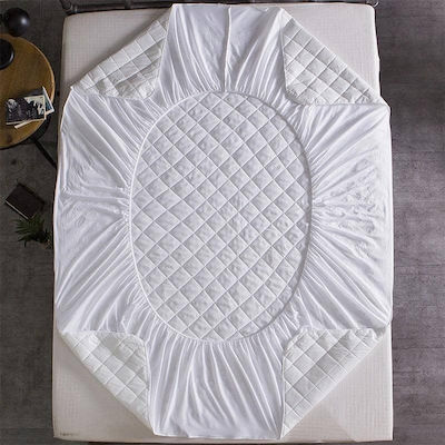 Το μεγάλο παζάρι Single Quilted Mattress Cover Fitted White 100x200+30cm