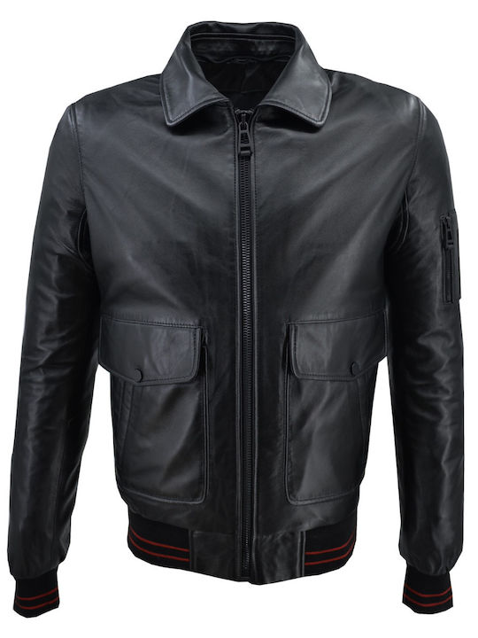 Δερμάτινα 100 Men's Winter Leather Jacket Black