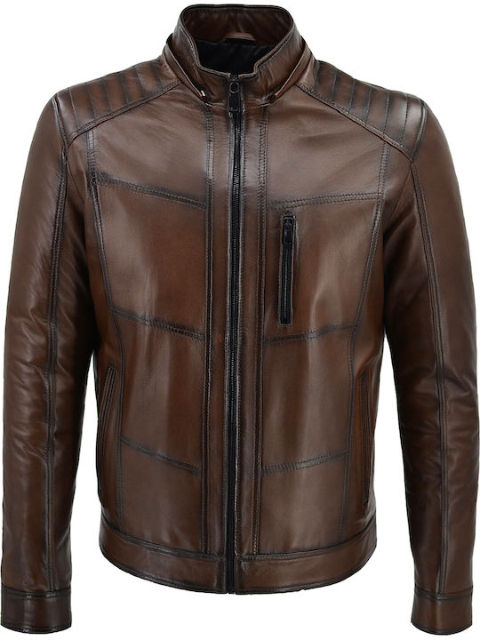 Δερμάτινα 100 Men's Winter Leather Jacket Brown