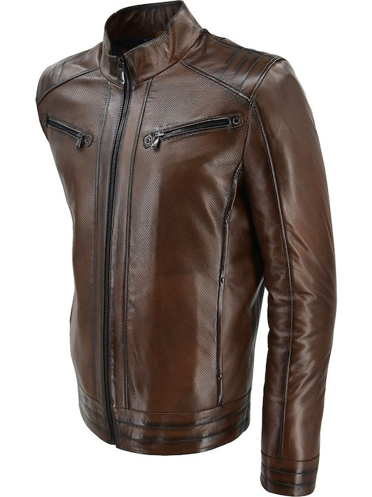 Lederjacke Jacke Biker Braun