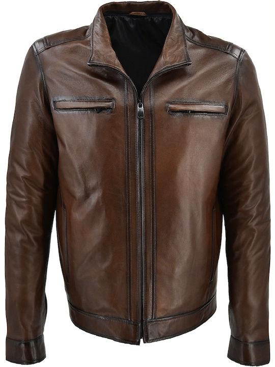 Δερμάτινα 100 Men's Winter Leather Jacket Brown