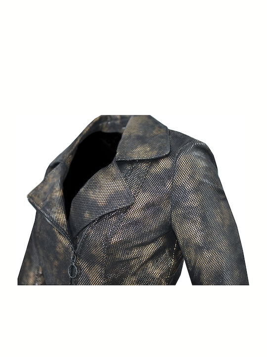 Piele Jachetă de femei Biker Jacket Auriu