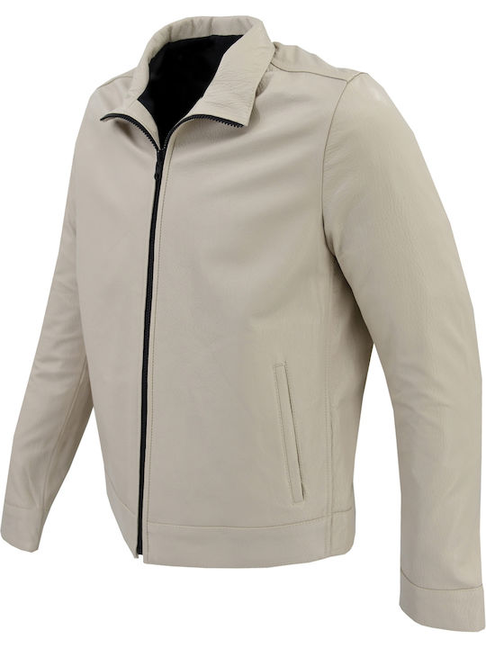 Δερμάτινα 100 Men's Winter Leather Jacket Beige